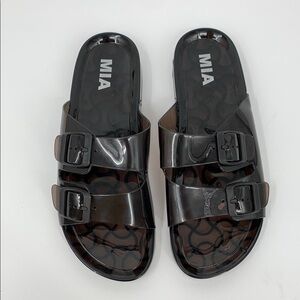 MIA Jewel Jelly slide sandals black double strap buckle shoe waterproof 9